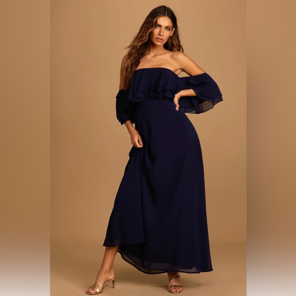 Just Love off the shoulder dress navy size L NWT